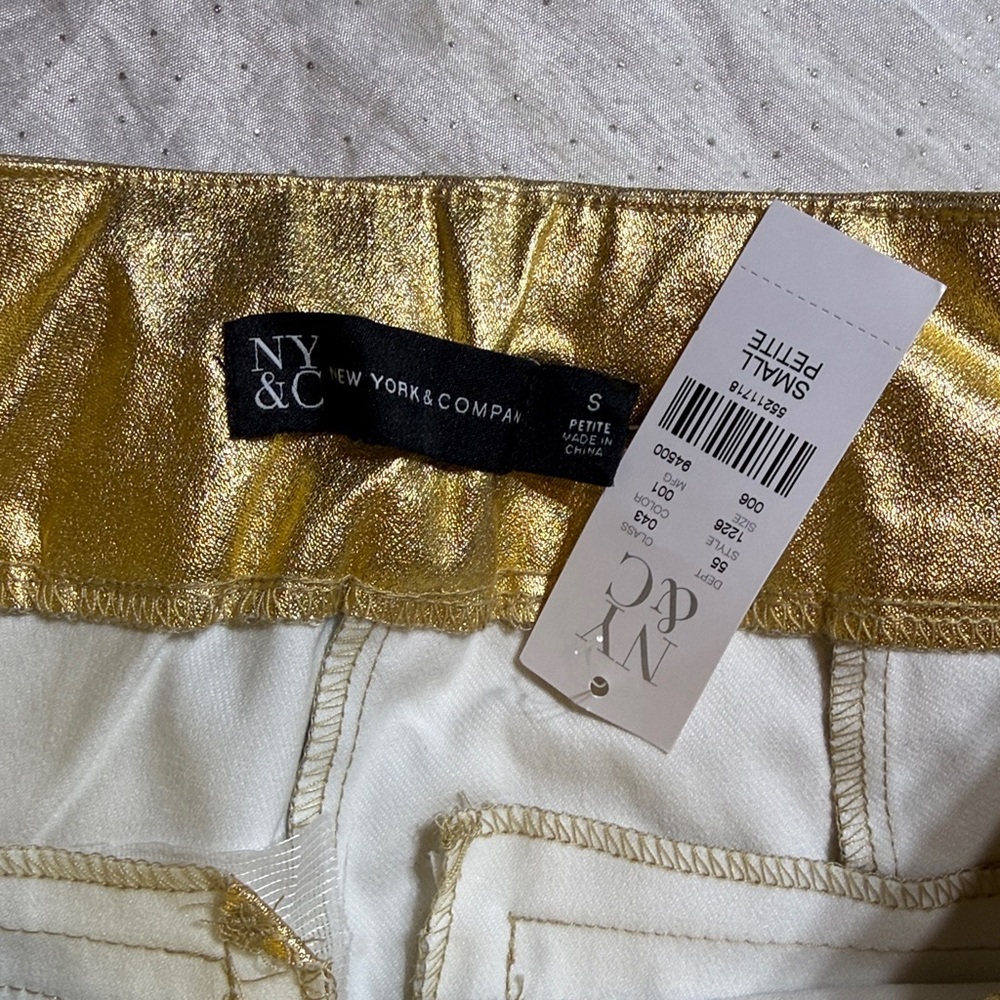New York & cia Shiny Gold Leggings for women size S petite - Picture 4 of 6
